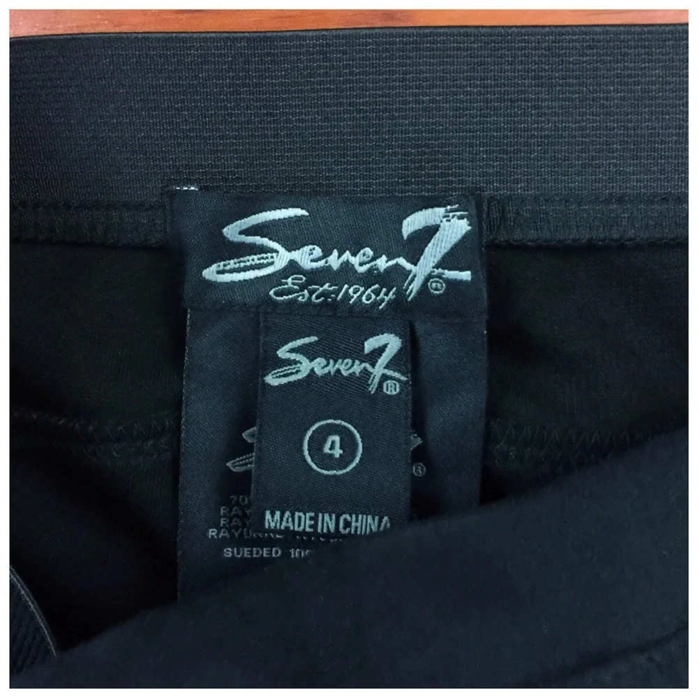Black Seven7 Fancy Pant Faux Suede/Nylon Legging Style Vented Hem Pant Size 4_2
